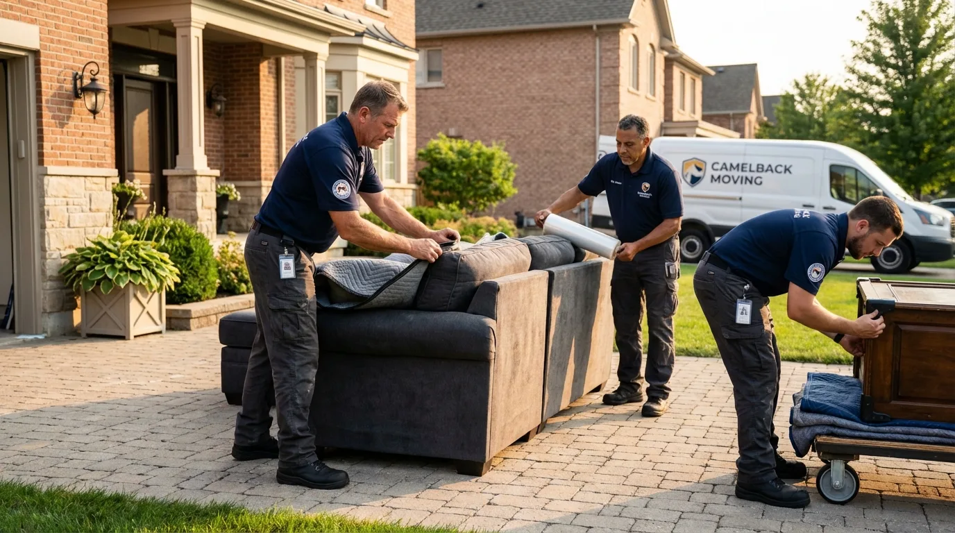 Large estate moving crew wrapping furniture in Herriman, UT