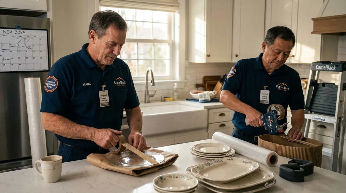 Professional crew packing kitchen dishware in Herriman, UT